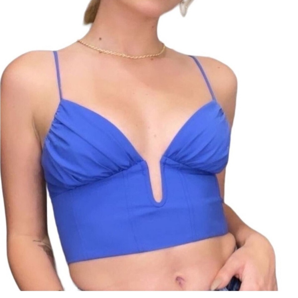 Zara Women's Blue Corset Crop Top